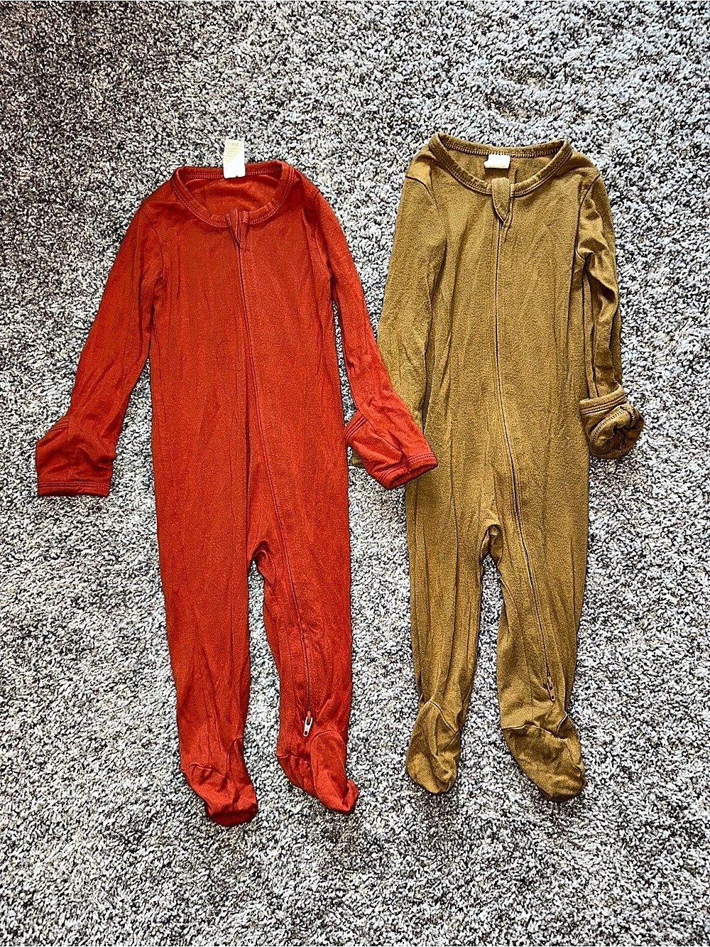 Kate Quinn Long Sleeve Two-Way Zipper Footie Burnt Orange & Mustard Baby 6-9M